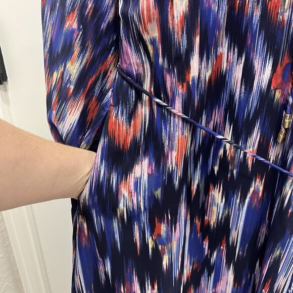 Tommy Bahama Midi Dress XS Cruise Resort Boho Long Sleeve Patriotic Ikat Artsy - Picture 7 of 14